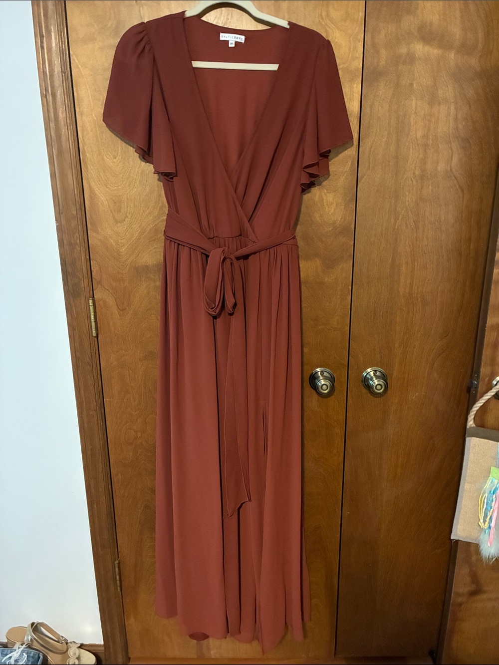 Baltic Born Terra Cotta Faux Wrap Bridesmaid Dress